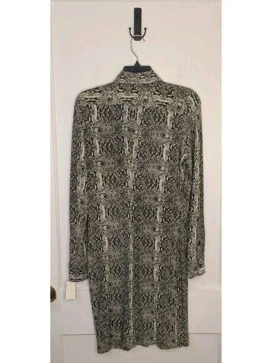 NWT Norma Kamali Snakeskin Print Button Down Stretchy Shirt Dress Size Small - Picture 2 of 6